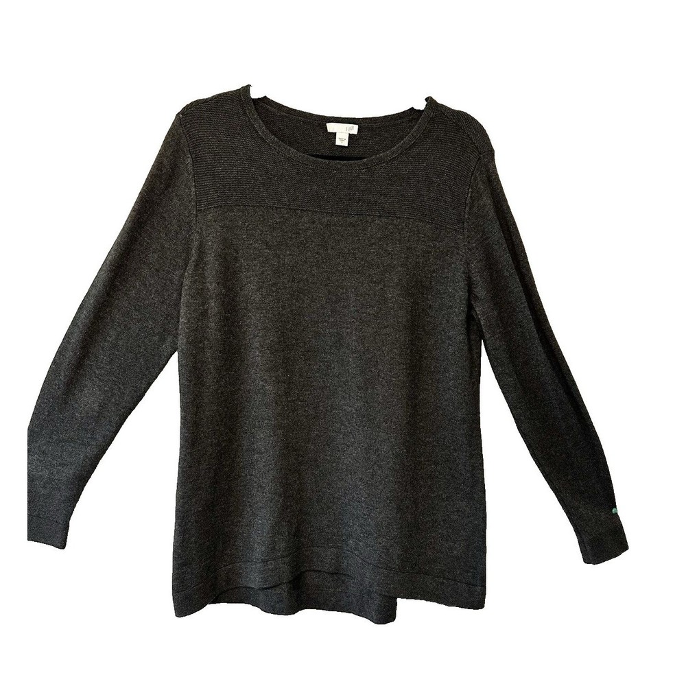 J. Jill Wool Blend Pleat Back Tunic Sweater Charcoal‎ Size S Relaxed Fit